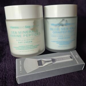 Deep Pore Exfoliating Face Mask, Replenishing Day Cream & Silicone Mask Brush